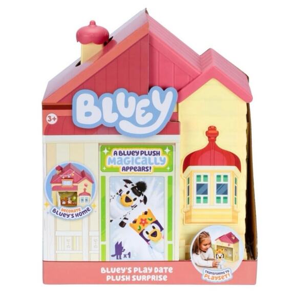 Bluey Other - Bluey Play Date Plush Surprise House Set with Plush & Stickers Playset NEW